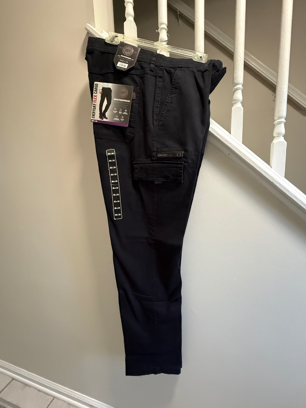 Men's Blue Cargo Pants work pants Weatherproof WP Stretch NWT 36/34